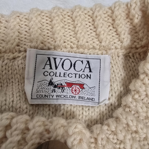 AVOCA Collection County Wicklow, IRELAND Handknit ARANSweater VINTAGE L/XL - Picture 8 of 10